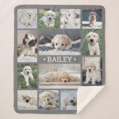 Dog Photo Collage Eenvoudig Modern Grijs en Wit Sherpa Deken (Voorkant)