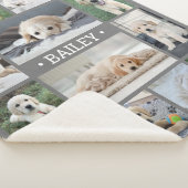 Dog Photo Collage Eenvoudig Modern Grijs en Wit Sherpa Deken (3/4)