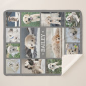 Dog Photo Collage Eenvoudig Modern Grijs en Wit Sherpa Deken (Voorkant (horizontaal))