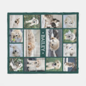 Dog Photo Collage Eenvoudig Modern Groen en Wit Fleece Deken (Voorkant (Horizontaal))