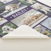Dog Photo Collage Eenvoudig Modern Paars en Wit Sherpa Deken (3/4)