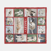 Dog Photo Collage Eenvoudig Modern Rood en Wit Fleece Deken (Voorkant (Horizontaal))