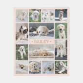 Dog Photo Collage Eenvoudige Moderne Blush Roze &  Fleece Deken (Voorkant)