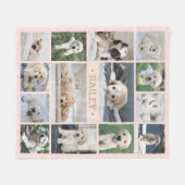 Dog Photo Collage Eenvoudige Moderne Blush Roze &  Fleece Deken (Voorkant (Horizontaal))