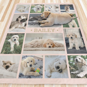 Dog Photo Collage Eenvoudige Moderne Blush Roze &  Sherpa Deken