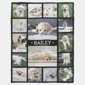 Dog Photo Collage Elegant Modern Zwart-wit Fleece Deken (Voorkant)