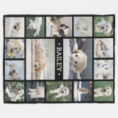 Dog Photo Collage Elegant Modern Zwart-wit Fleece Deken (Voorkant (Horizontaal))