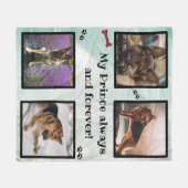 Dog photo collage green memorial fleece deken (Voorkant (Horizontaal))