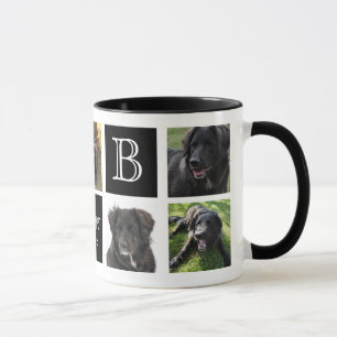 Dog Photo Collage Initiaal jaar aangepaste tekst Mok