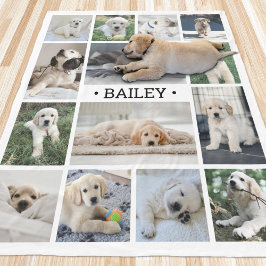 Dog Photo Collage Modern Minimal Zwart-wit Fleece Deken