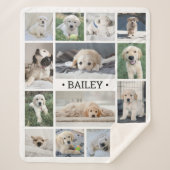 Dog Photo Collage Modern Minimal Zwart-wit Sherpa Deken (Voorkant)