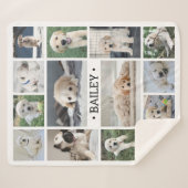 Dog Photo Collage Modern Minimal Zwart-wit Sherpa Deken (Voorkant (horizontaal))