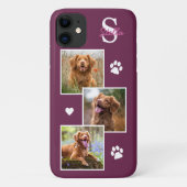 Dog Photo Collage Monogram Magenta Pet Case-Mate iPhone Case (Achterkant)