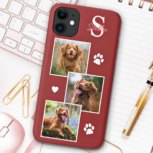 Dog Photo Collage Monogram Terra Cotta Pet iPhone 8/7 Plus Hoesje