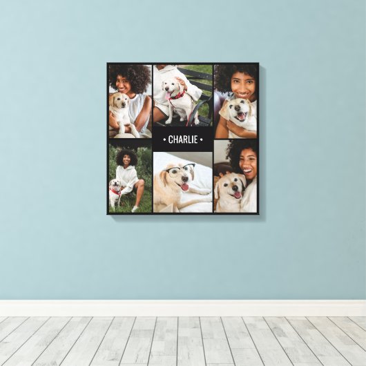 Dog Photo Collage Monogrammed Canvas Afdruk (Insitu (Houten vloer))