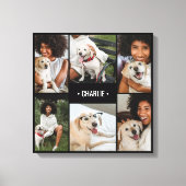 Dog Photo Collage Monogrammed Canvas Afdruk (Voorkant)