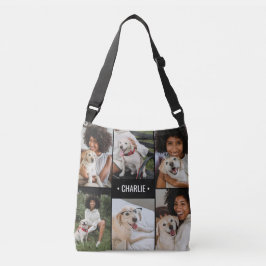Dog Photo Collage Monogrammed Crossbody Tas