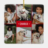 Dog Photo Collage Monogrammed Keramisch Ornament (Achterkant)