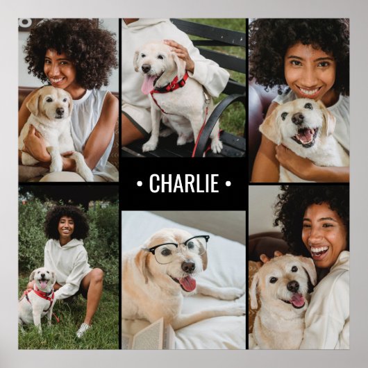 Dog Photo Collage Monogrammed Poster (Voorkant)