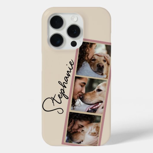 Dog Photo Collage Name Cream Pet  Case-Mate iPhone Case (Achterkant)
