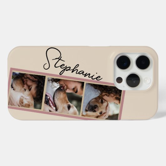 Dog Photo Collage Name Cream Pet  Case-Mate iPhone Case (Achterkant (horizontaal))