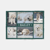 Dog Photo Collage Schattige Eenvoudig Groen en Wit Fleece Deken (Voorkant (Horizontaal))