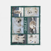 Dog Photo Collage Schattige Eenvoudig Groen en Wit Fleece Deken (Voorkant)