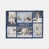 Dog Photo Collage Schattige Eenvoudig Navy Blauw e Fleece Deken (Voorkant (Horizontaal))