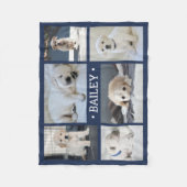 Dog Photo Collage Schattige Eenvoudig Navy Blauw e Fleece Deken (Voorkant)