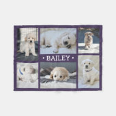 Dog Photo Collage Schattige Eenvoudig Paars en Wit Fleece Deken (Voorkant (Horizontaal))