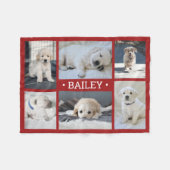 Dog Photo Collage Schattige Eenvoudig Rood en Wit Fleece Deken (Voorkant (Horizontaal))
