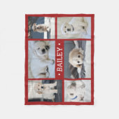Dog Photo Collage Schattige Eenvoudig Rood en Wit Fleece Deken (Voorkant)