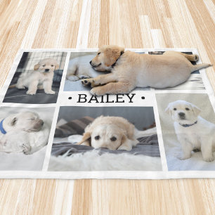 Dog Photo Collage Schattige Eenvoudig Zwart en Wit Fleece Deken