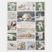 Dog Photo Collage Schattige Modern Blush Pink en G Fleece Deken (Voorkant)