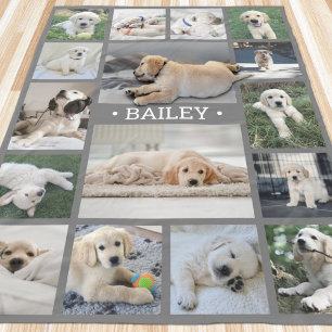 Dog Photo Collage Schattige Modern grijs en wit Fleece Deken
