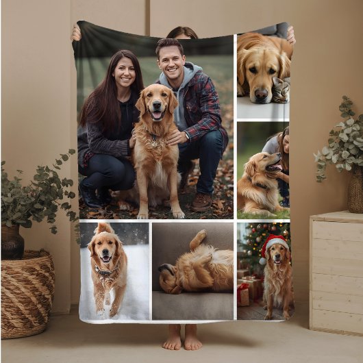 Dog Photo Collage Sherpa Blanket Pet Mom Gift Idea Deken
