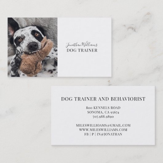 Dog Photo Dog Trainer Behaviorist Visitekaartje (Voorkant / Achterkant)