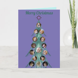 Dog Photo Fractal Tree Paars Folded Holiday Card Feestdagen Kaart