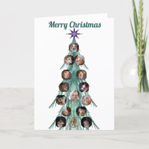 Dog Photo Fractal Tree White Folded Holiday Card Feestdagen Kaart