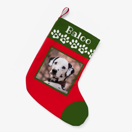 Dog Photo Green Top Kerstmis stoppen Kleine Kerstsok (Voorkant (Hangend))