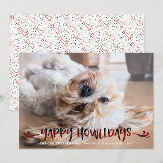 Dog Photo | JUISTE HOWLIDAYS | Overla Rood en zwar Feestdagenkaart (Voorkant / Achterkant)