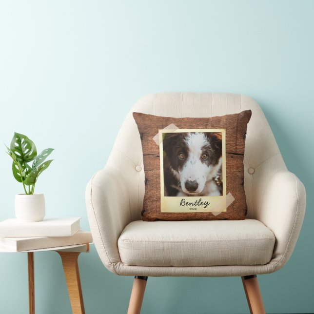 Dog Photo Lijst Rustic Personalized Sierkussen (Stoel)