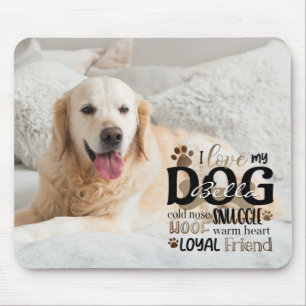 Dog Photo LOVE MY DOG Personalized Word Art Muismat