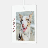 Dog Photo Metal Square Ornament (Voorkant links)