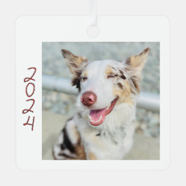 Dog Photo Metal Square Ornament