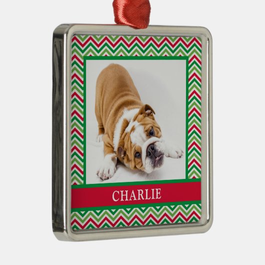 Dog Photo Metalen Ornament (Rechts)