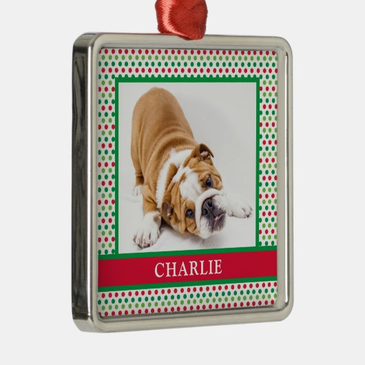 Dog Photo Metalen Ornament (Rechts)