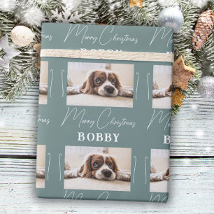 Dog Photo minimalist Merry Kerstmis Cadeaupapier