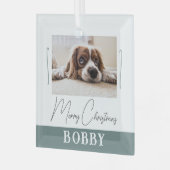 Dog Photo Minimalist Merry Kerstmis Glas Ornament (Voorkant links)