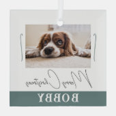 Dog Photo Minimalist Merry Kerstmis Glas Ornament (Achterkant)